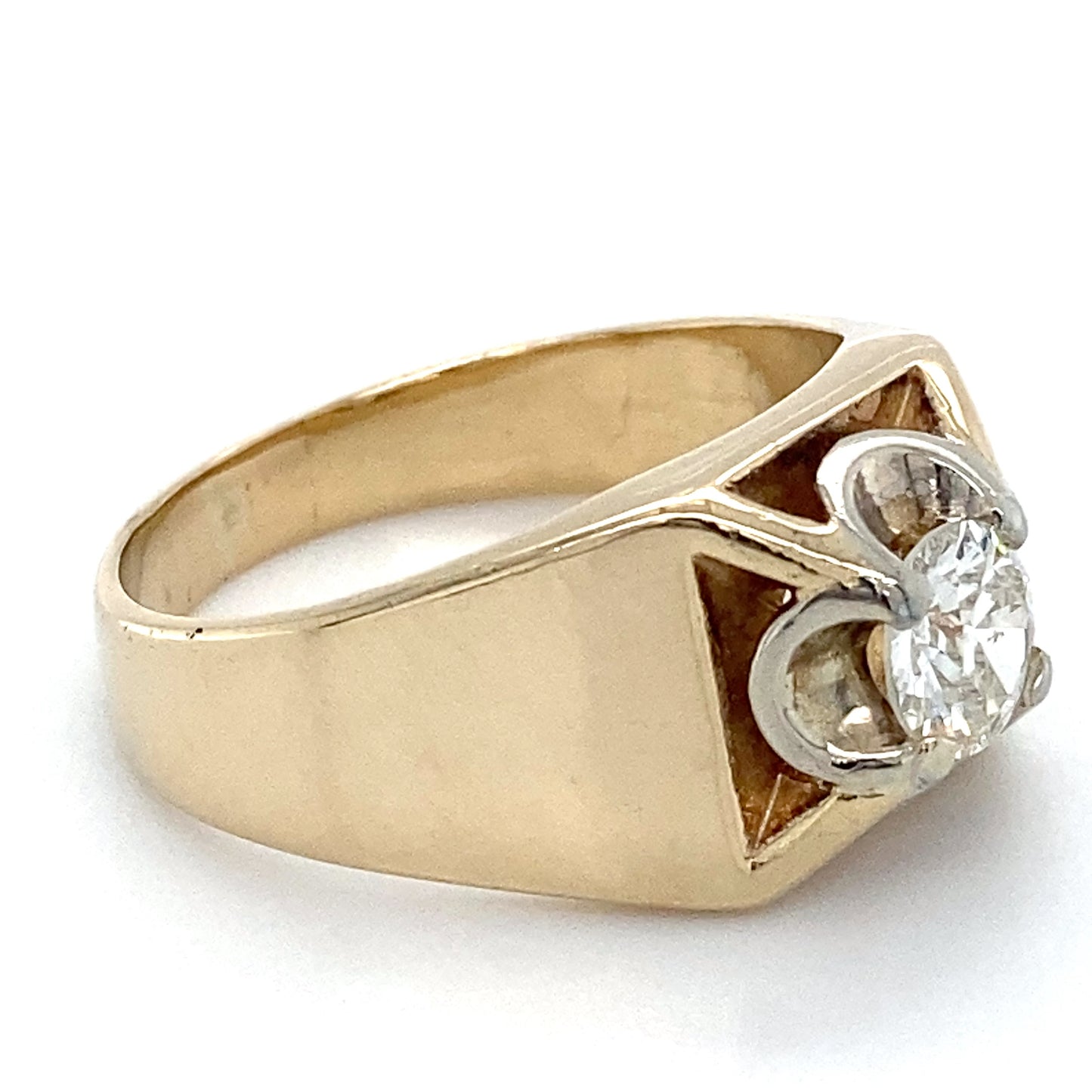 14K Yellow Gold Diamond Gentleman's Ring; 6.6DWT; Size 9
