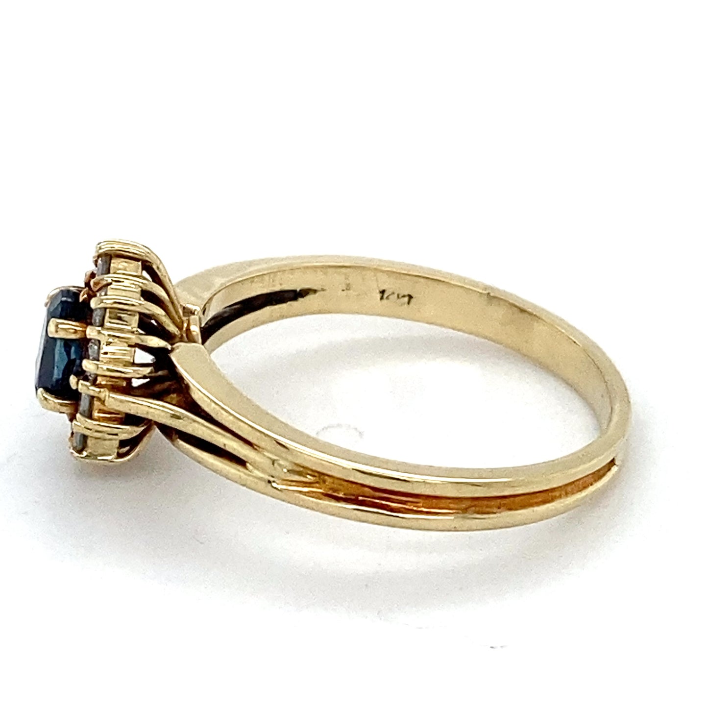 14K Yellow Gold Diamond & Sapphire Lady's Ring; 2.1DWT; Size 6.5