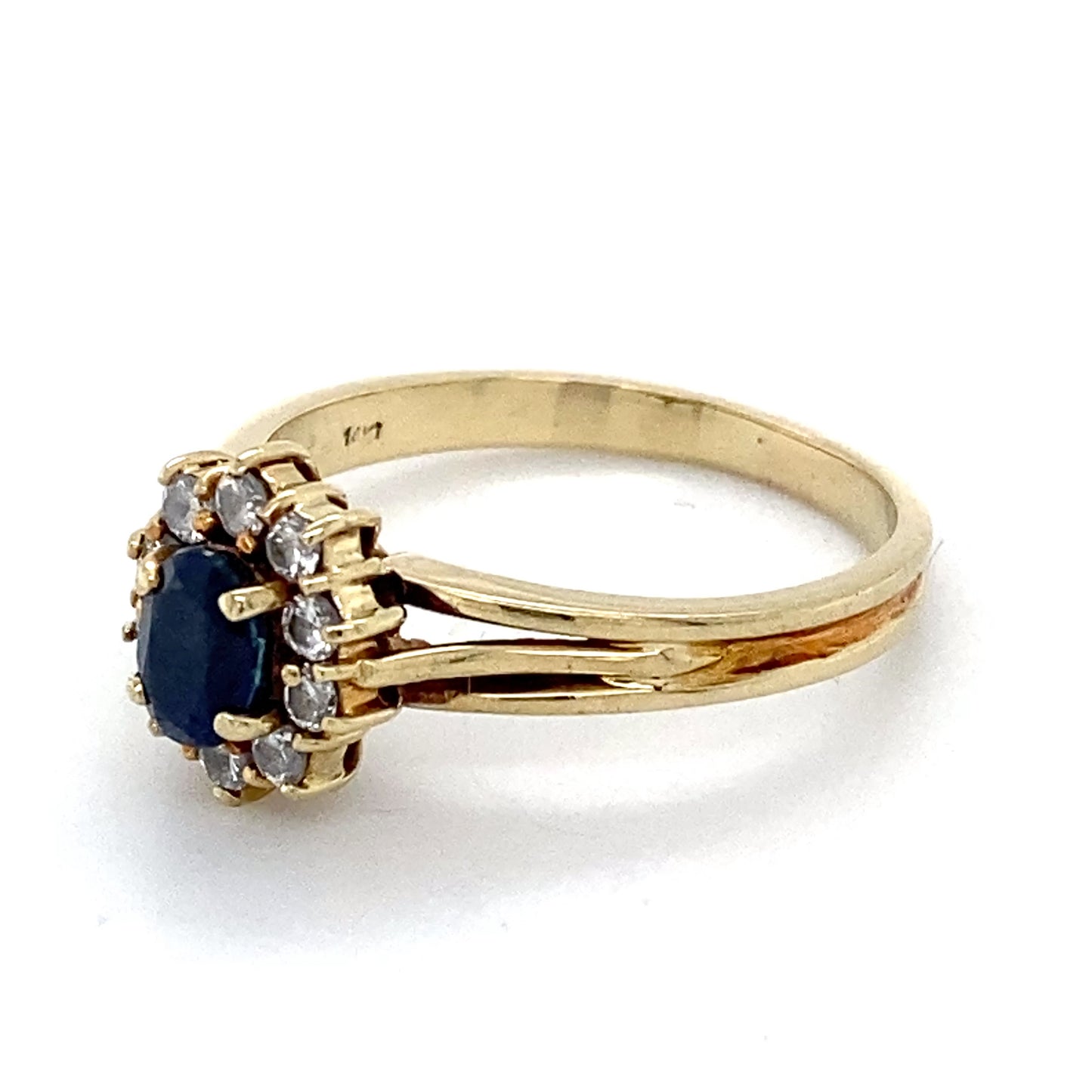 14K Yellow Gold Diamond & Sapphire Lady's Ring; 2.1DWT; Size 6.5