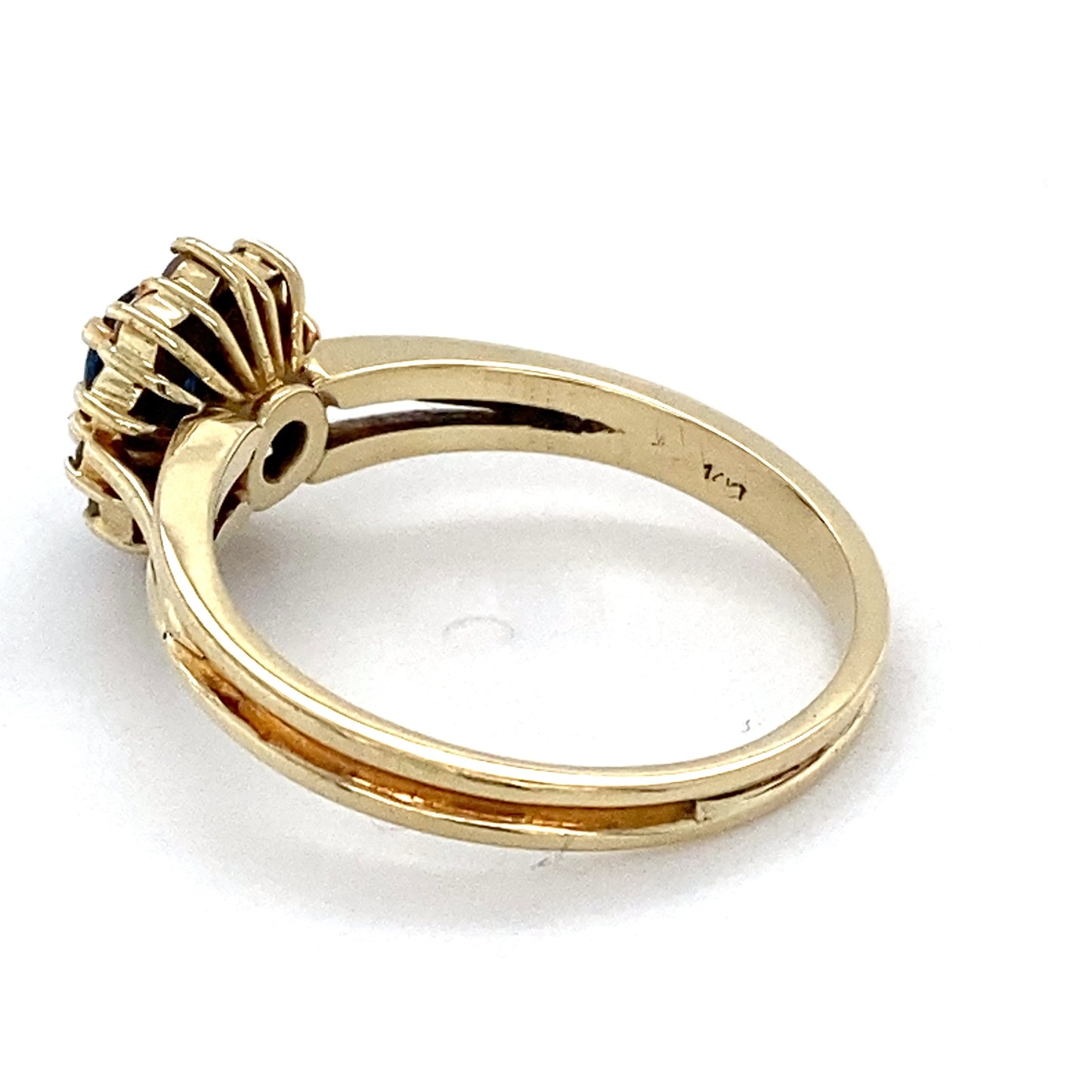 14K Yellow Gold Diamond & Sapphire Lady's Ring; 2.1DWT; Size 6.5