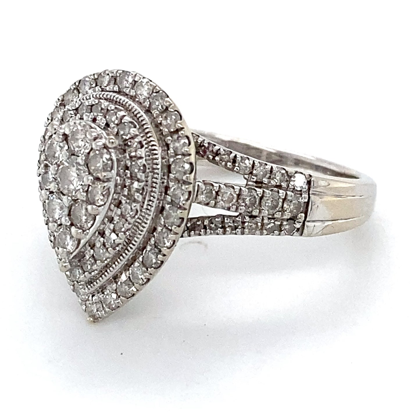 10K White Gold Diamond Lady's Fashion Ring; 3.0DWT; Size 7