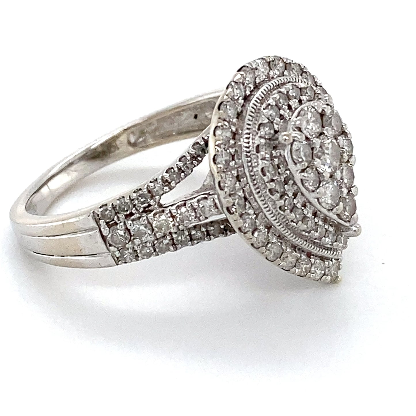 10K White Gold Diamond Lady's Fashion Ring; 3.0DWT; Size 7