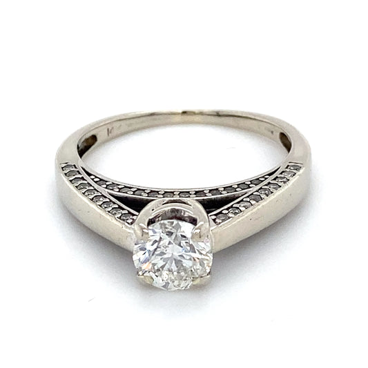 14K White Gold Diamond Lady's Solitaire Ring; 2.5DWT; Size 8