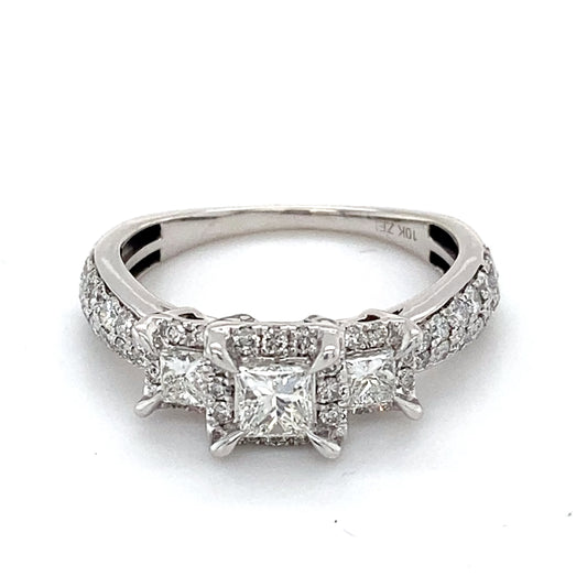 10K White Gold Diamond Lady's Fashion Ring; 1.8DWT; Size 6