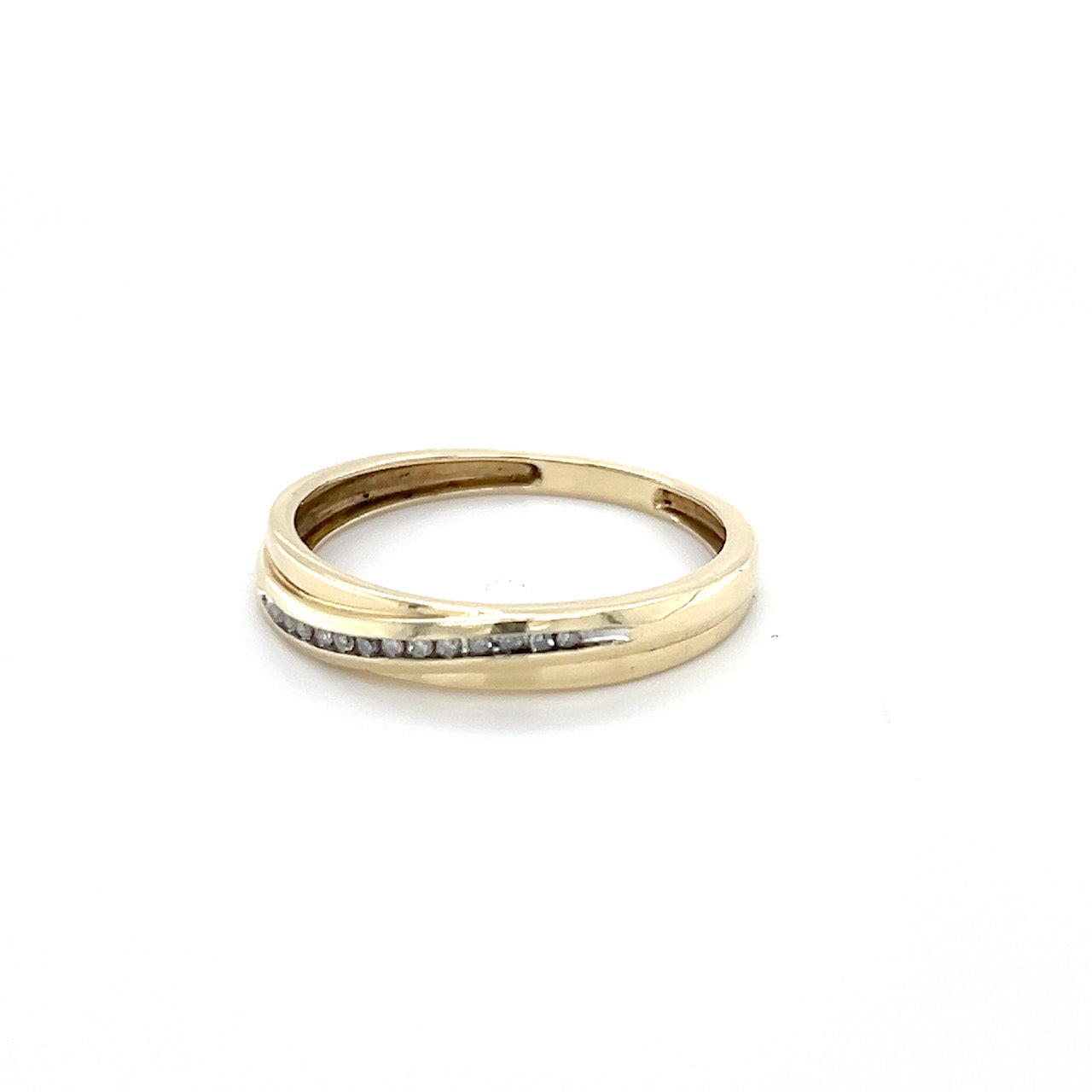 10K Yellow Gold Diamond Accent Wedding Band; 0.10 CTW; 2.2g; Size 10.5