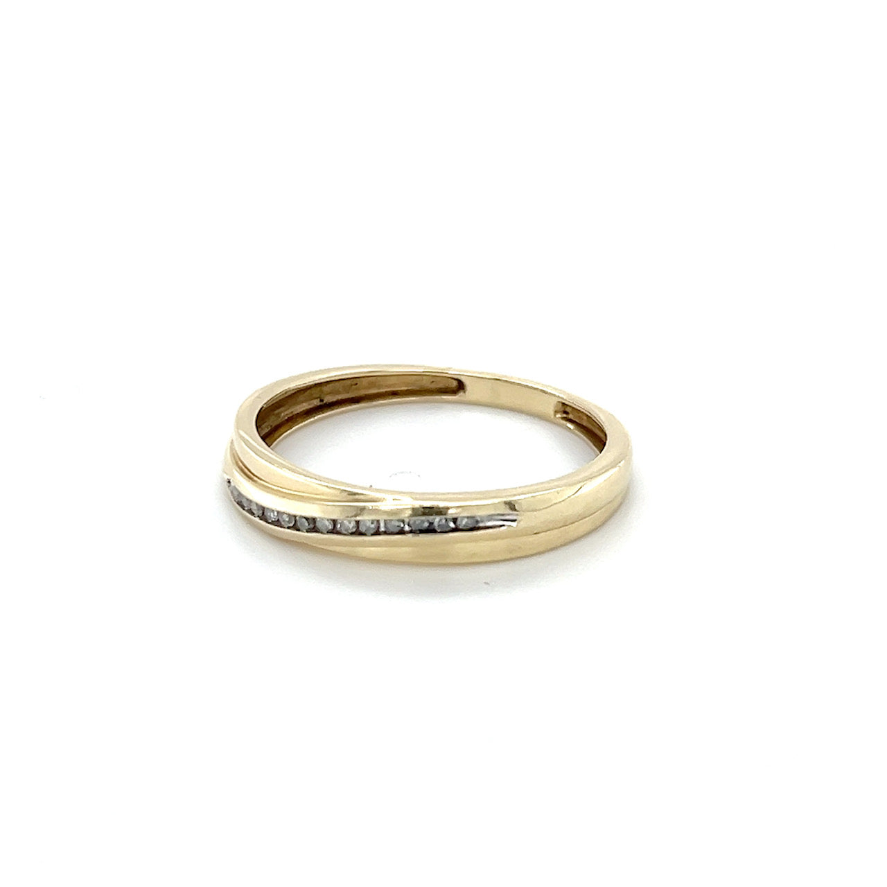 10K Yellow Gold Diamond Accent Wedding Band; 0.10 CTW; 2.2g; Size 10.5