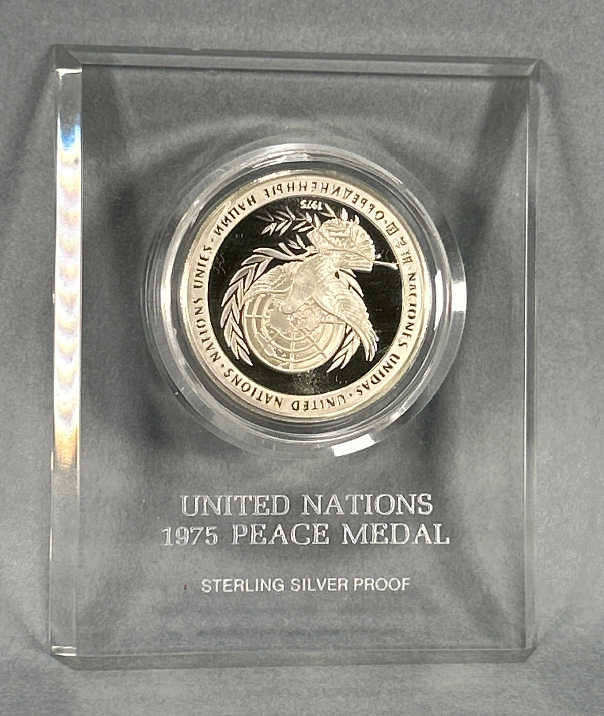 United Nations 1975 Peace Medal Sterling Silver Proof