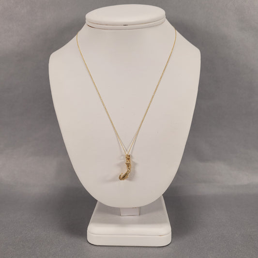 18" 14k Yellow Gold Chain And Cat Pendant 5.5g