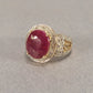 14k Yellow Gold Ruby & Diamond Ring 7.2g