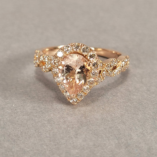 14k Rose Gold Diamond & Morganite Ring 5.1g (Part Of Engagement Set)