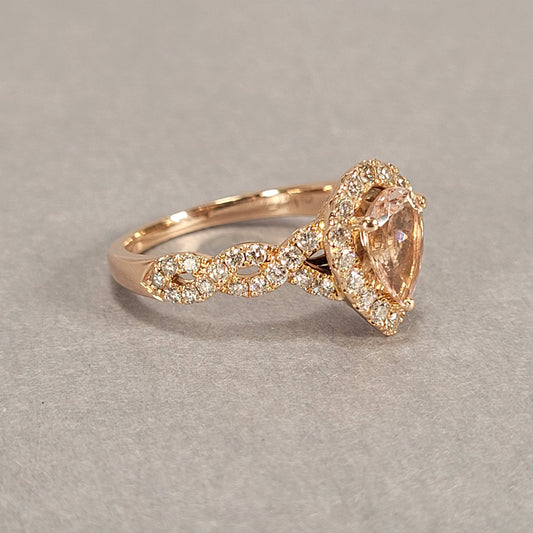14k Rose Gold Diamond & Morganite Ring 5.1g (Part Of Engagement Set)