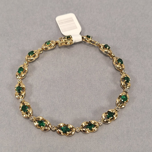 14k Yellow Gold & Emerald Bracelet 9.4g