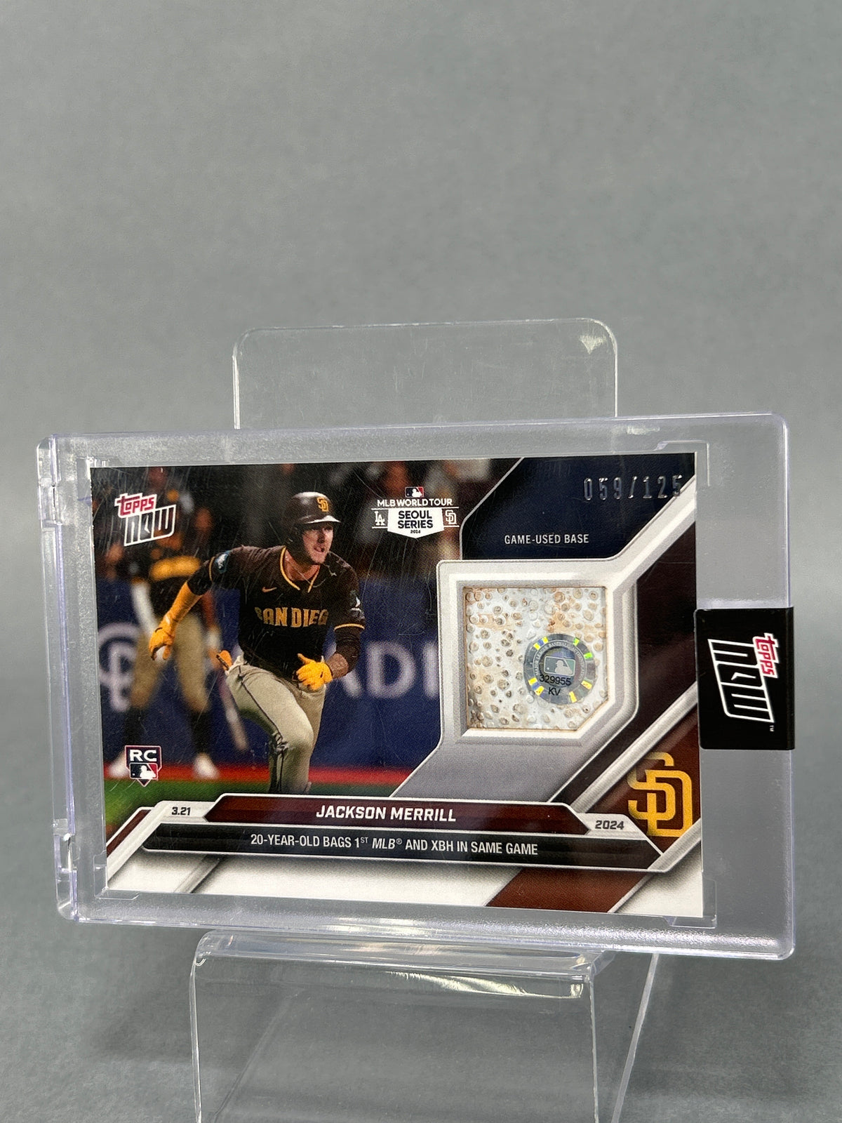 Topps Now Jackson Merrill Rookie Card 059/125 Game Used Base Patch