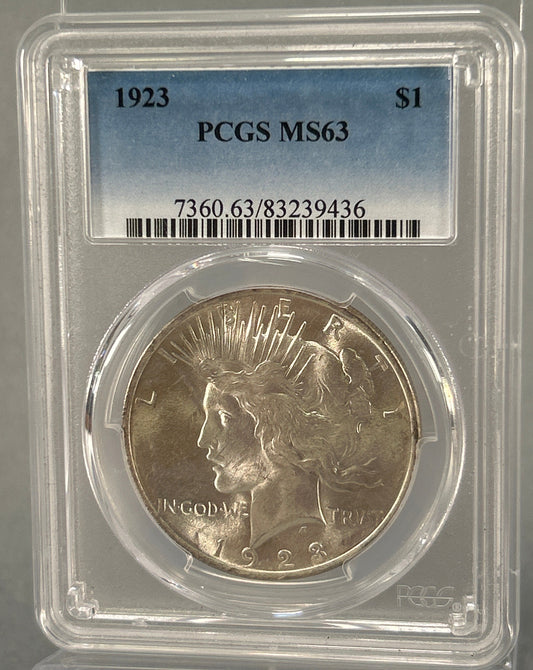 1923 Silver Peace Dollar PCGS MS63