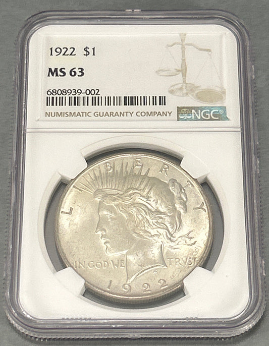 1922 Peace Dollar NGC - MS 63