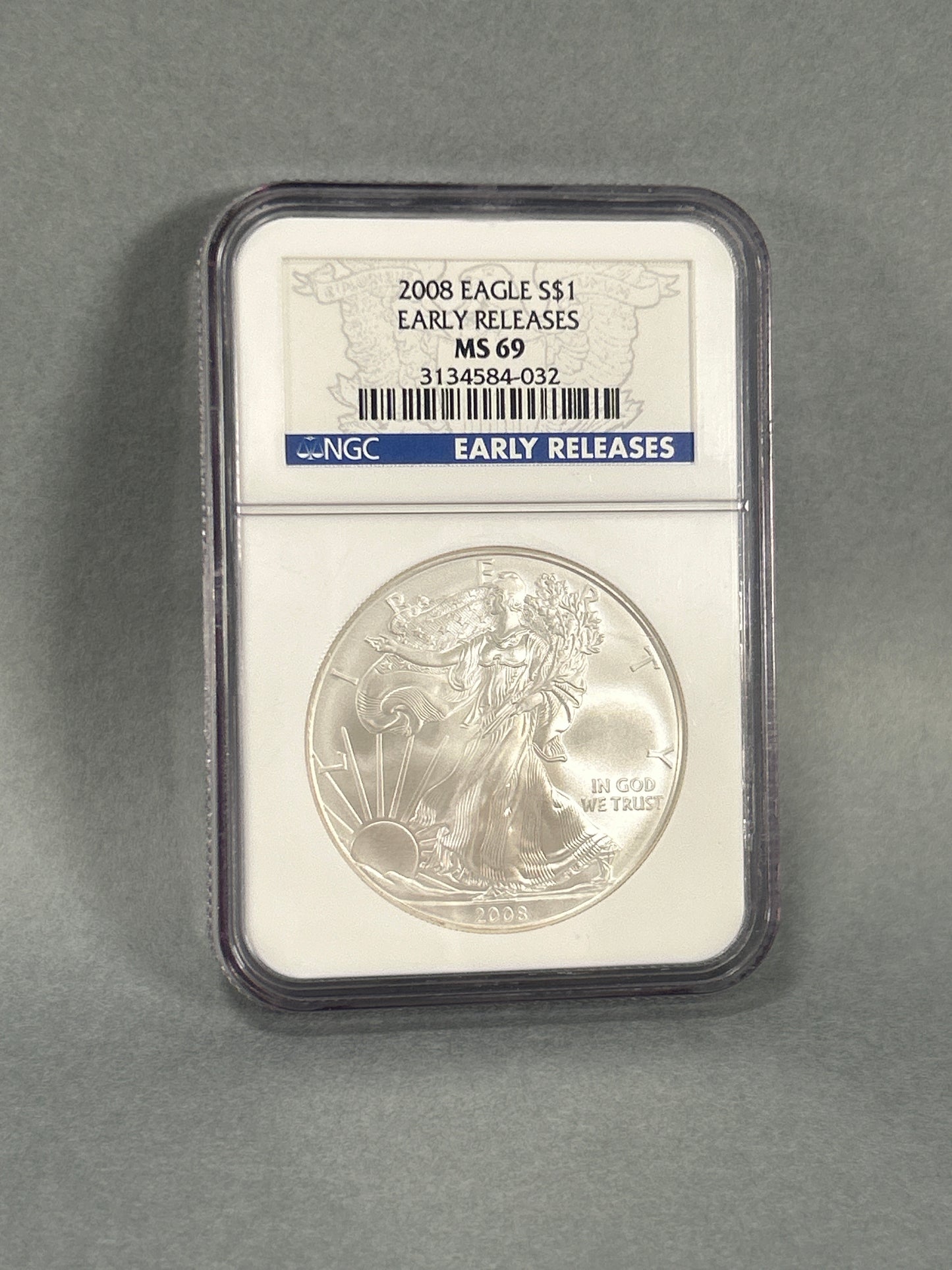 NGC Graded 2008 $1 Silver Eagle MS 69