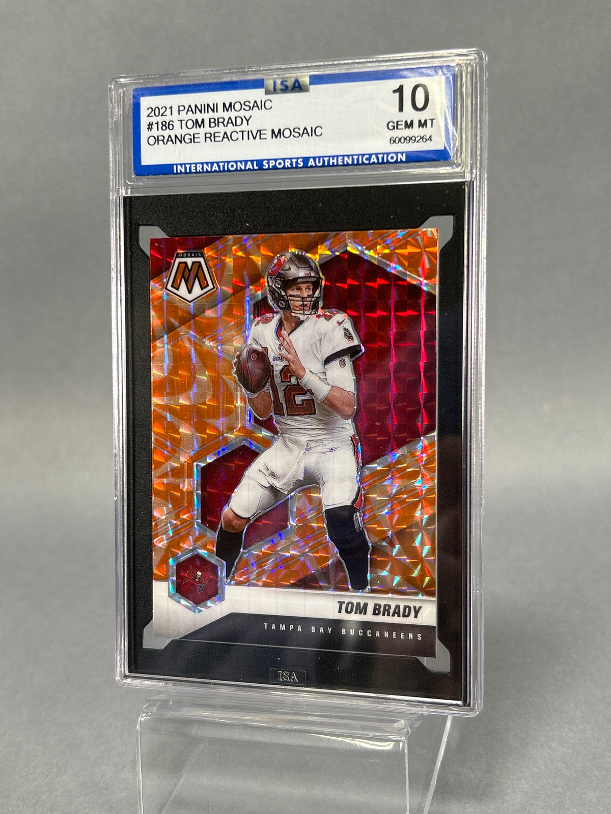 2021 Panini Mosaic #186 Tom Brady Orange Reactive ISA 10