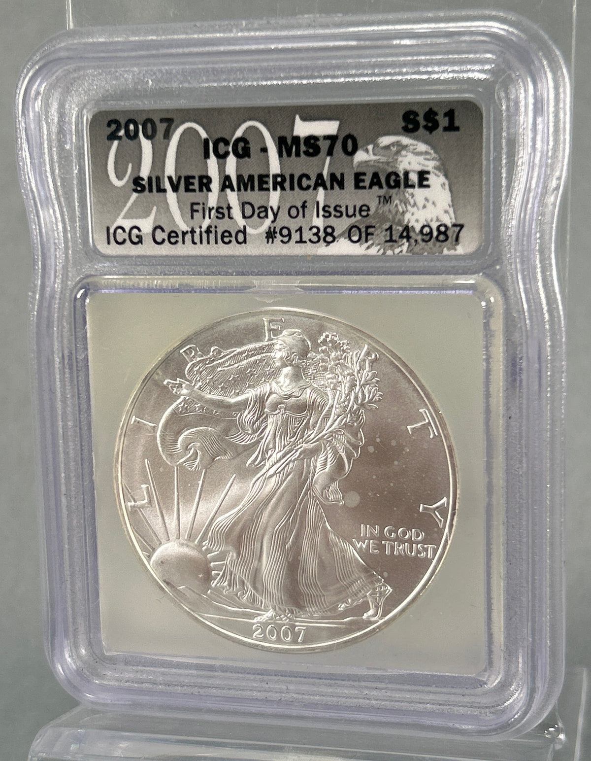 2007 Silver American Eagle ICG - MS70