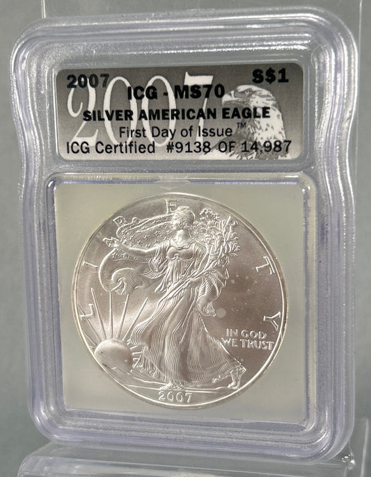 2007 Silver American Eagle ICG - MS70