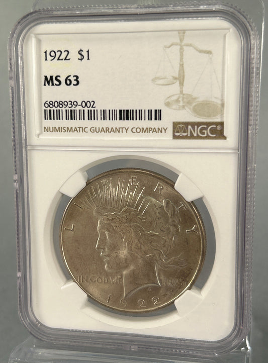 1922 Peace Dollar NGC - MS 63