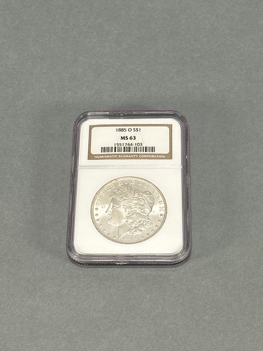 NGC Graded 1885-O Silver Morgan Dollar MS 63