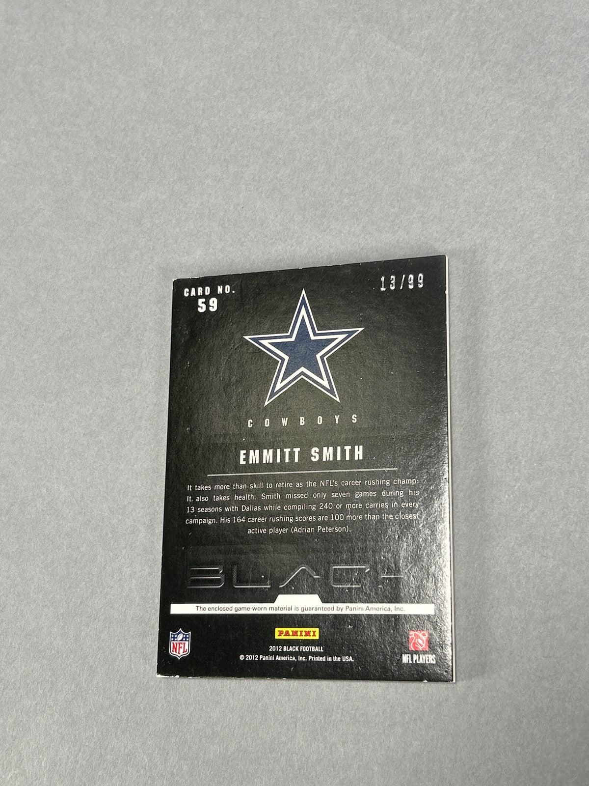 2012 Emmitt Smith Patch Card 13/99 Panini Black