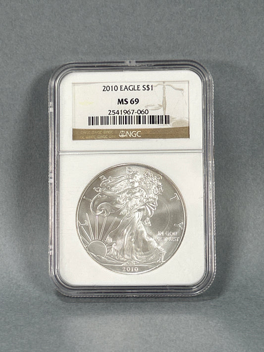 NGC Graded 2010 $1 Silver Eagle MS 69