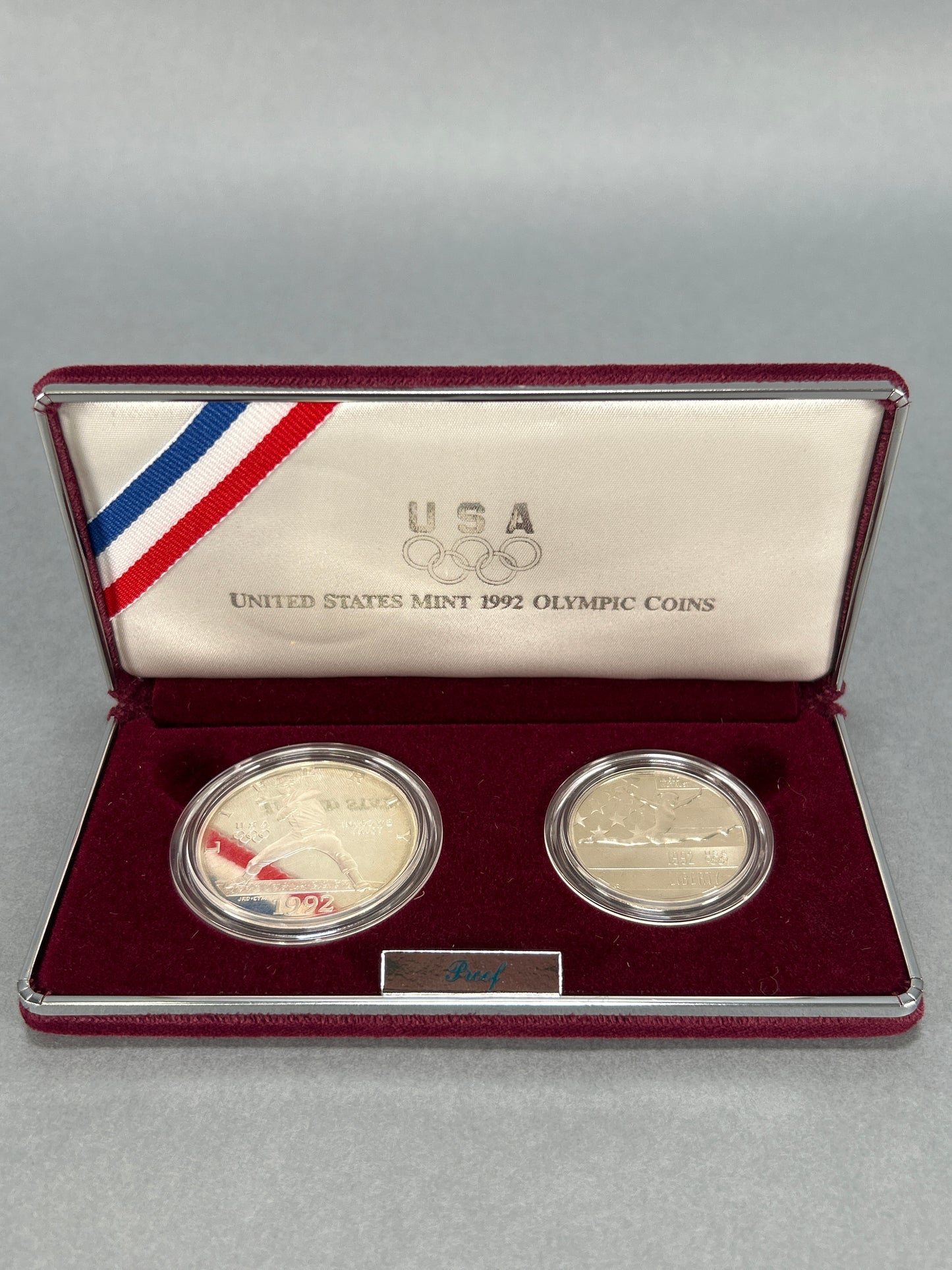 United States Mint 1992 Olympic Silver Coins (2)