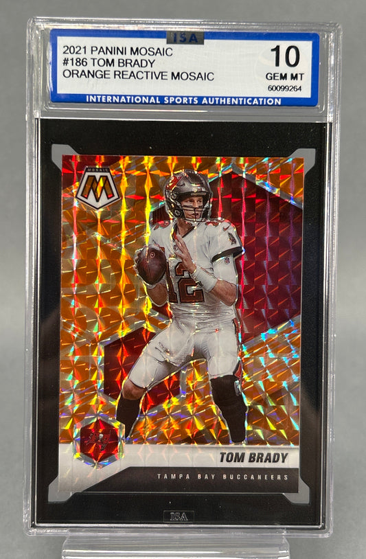 2021 Panini Mosaic #186 Tom Brady Orange Reactive ISA 10