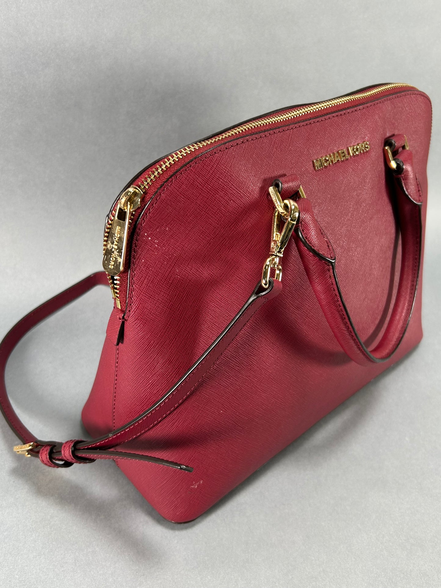 Michael Kors Cindy Saffiano Satchel Bag - Red