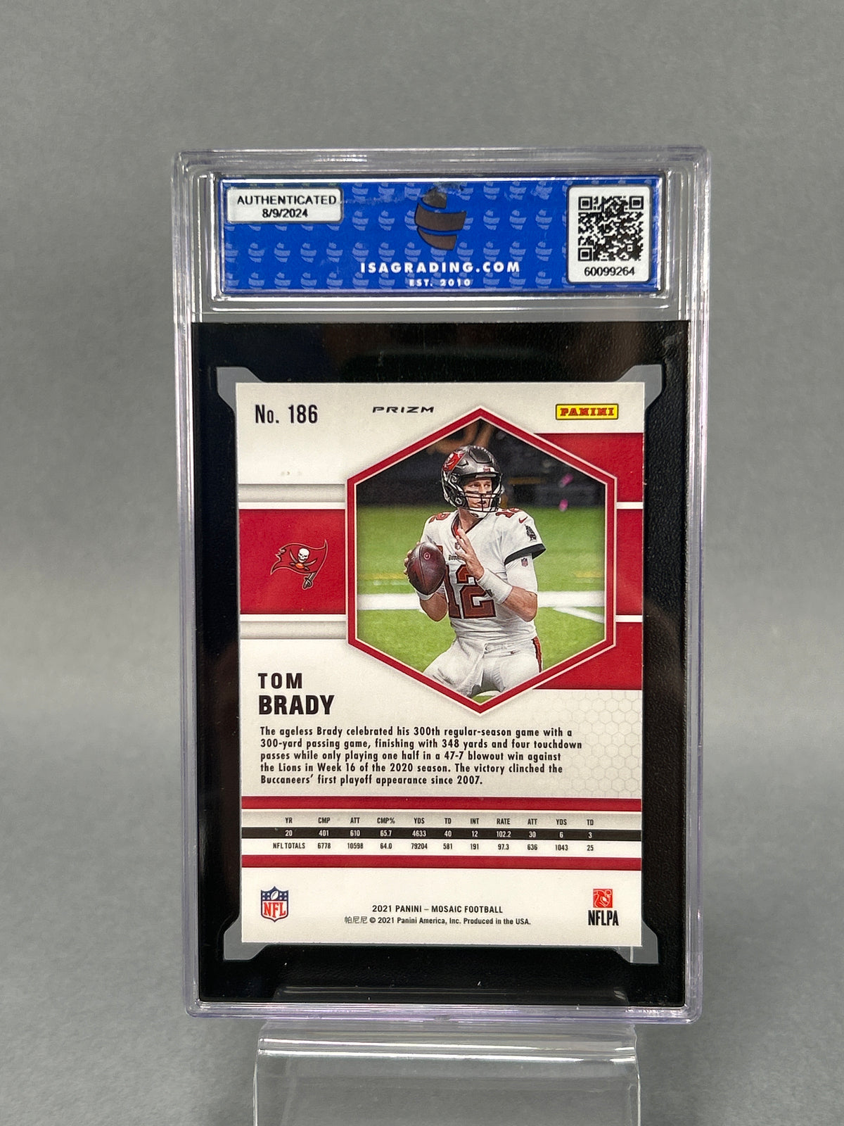 2021 Panini Mosaic #186 Tom Brady Orange Reactive ISA 10