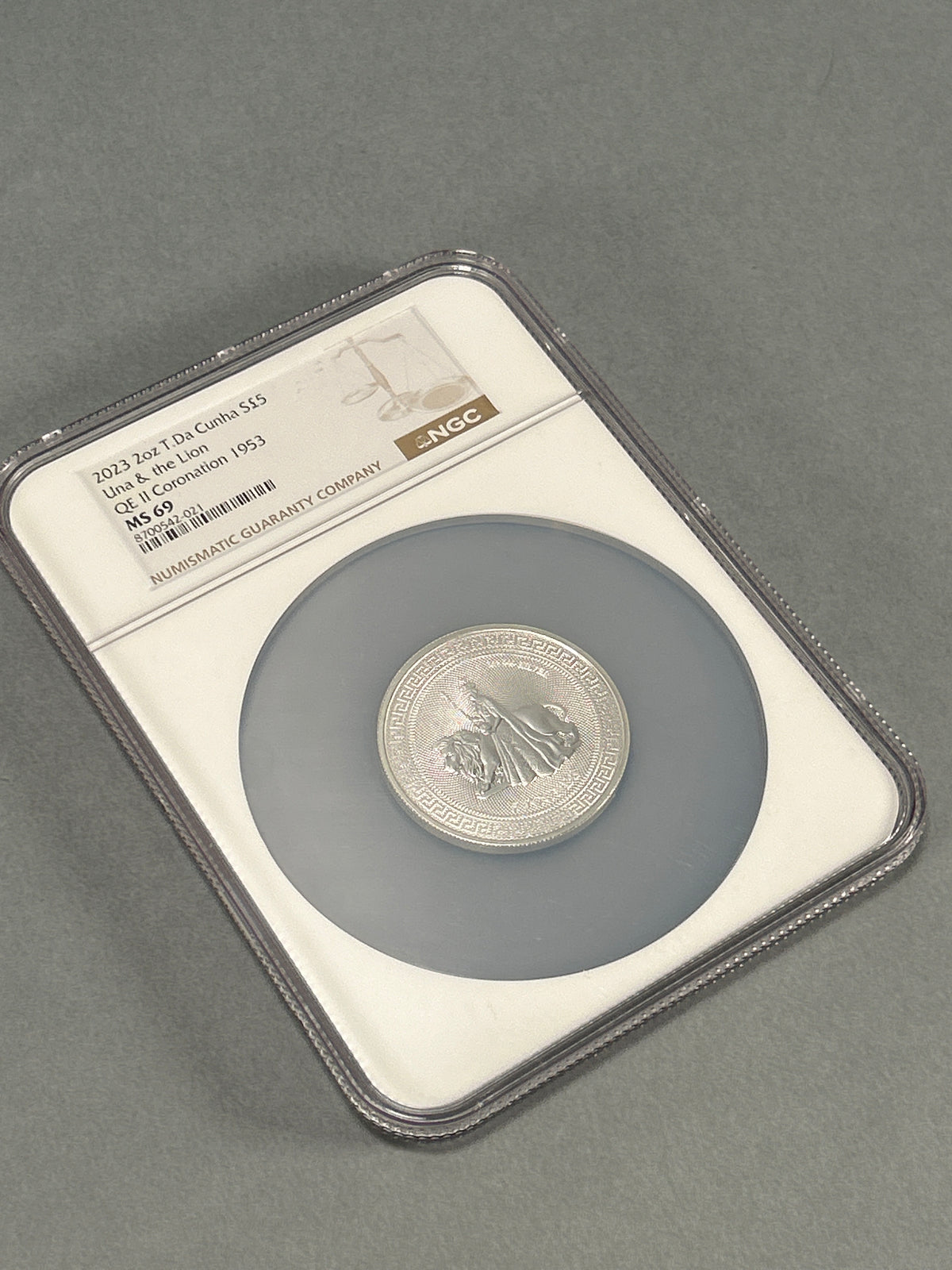 2023 2oz T.Da Cunha 5 Pounds Una & the Lion NGC MS 69 Coin