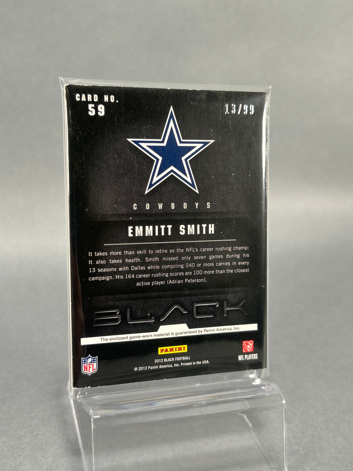 2012 Emmitt Smith Patch Card 13/99 Panini Black
