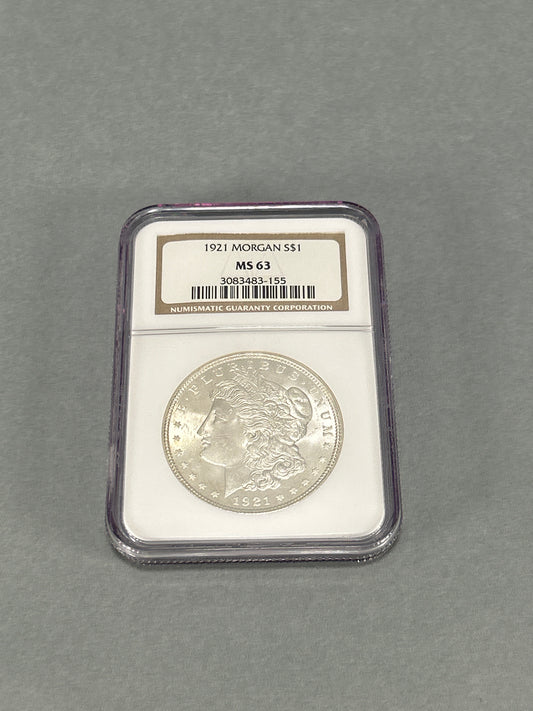 NGC Graded 1921 Silver Morgan Dollar