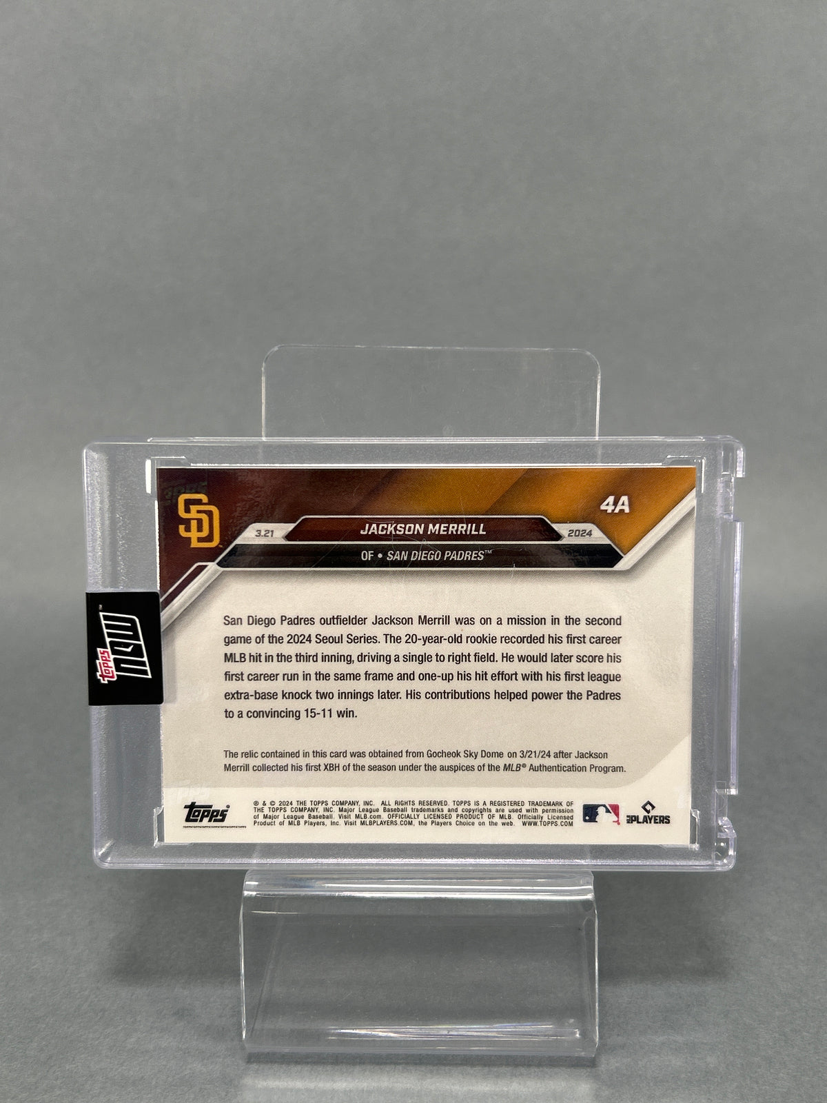 Topps Now Jackson Merrill Rookie Card 059/125 Game Used Base Patch