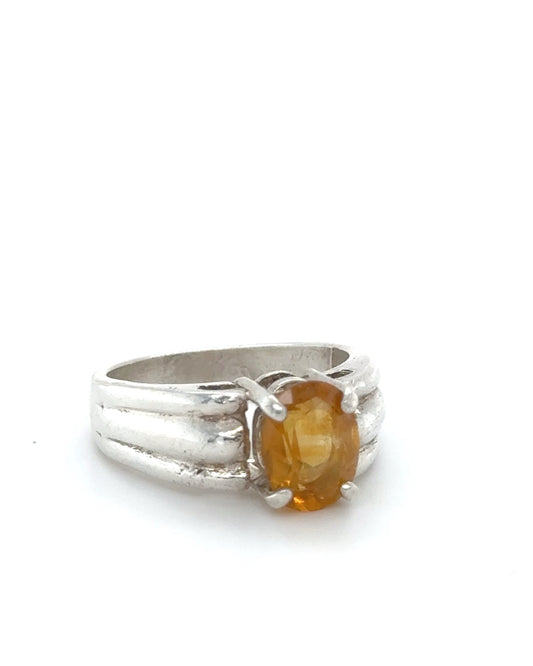 925 Sterling Silver Orange Stone Ring; Size 6; 4.6g