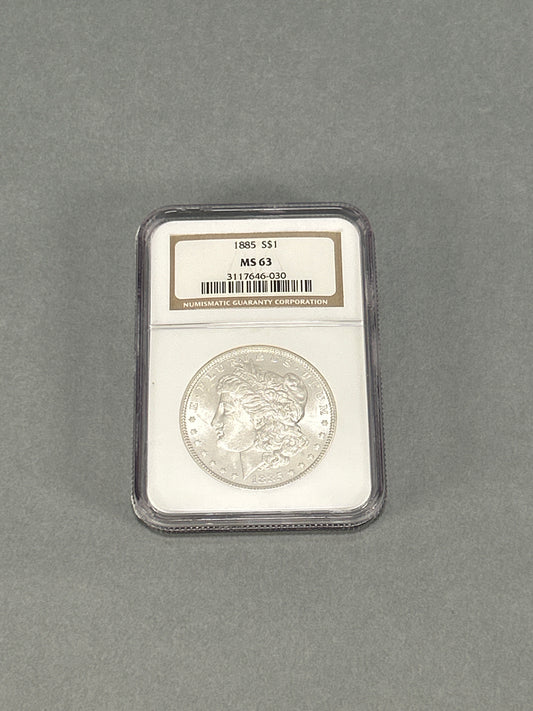 NGC Graded 1885 Silver Morgan Dollar MS 63