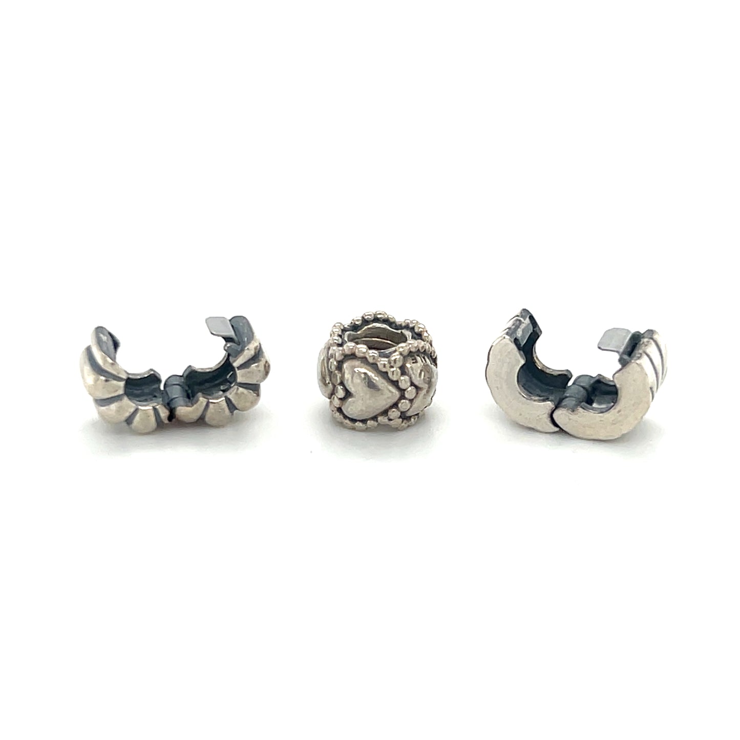 Authentic Pandora Heart & Locking Clip Bead Set (3 Beads)