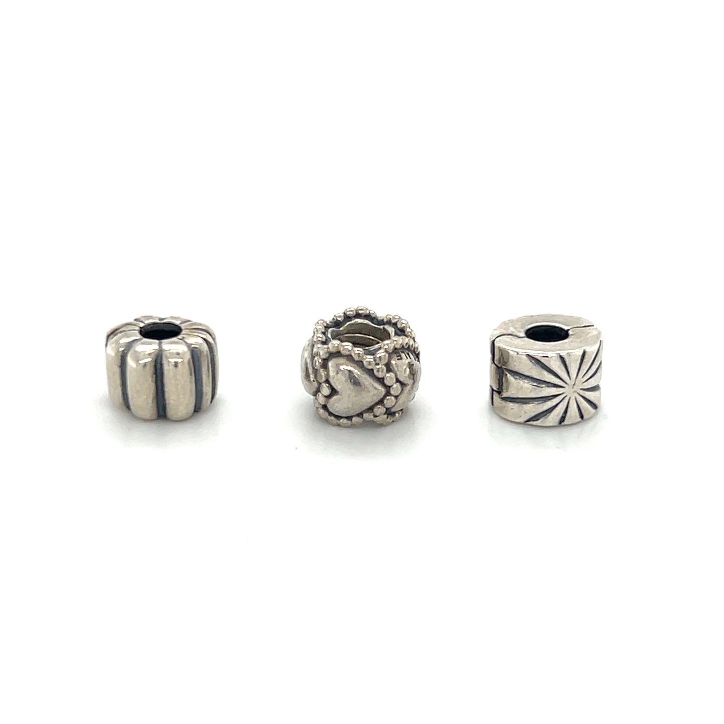 Authentic Pandora Heart & Locking Clip Bead Set (3 Beads)