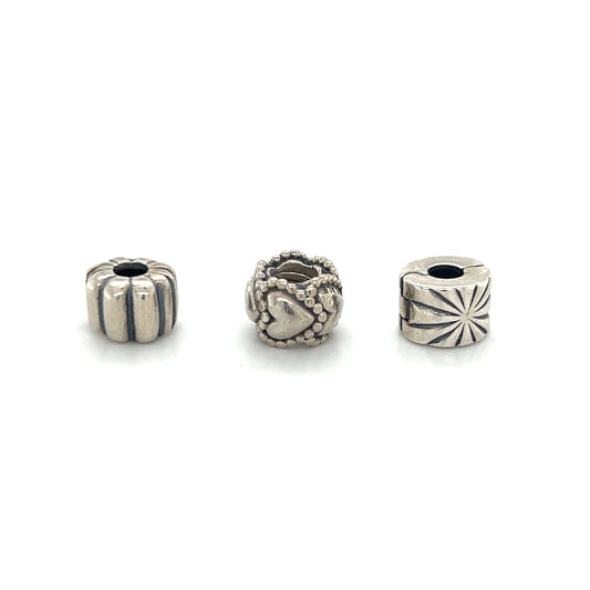 Authentic Pandora Heart & Locking Clip Bead Set (3 Beads)
