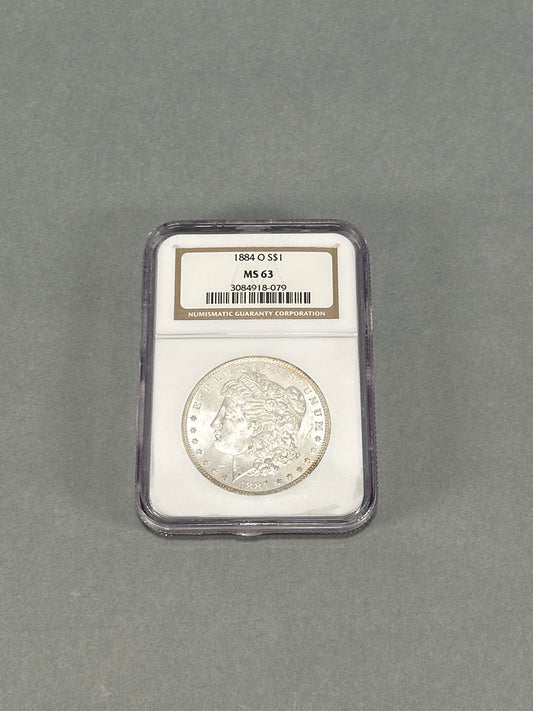 NGC Graded 1884-O Silver Morgan Dollar MS 63