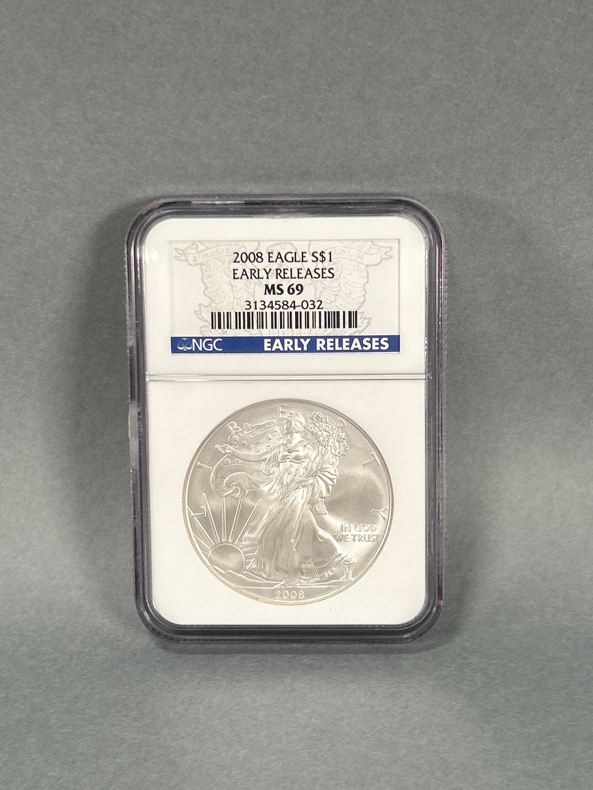 NGC Graded 2008 $1 Silver Eagle MS 69