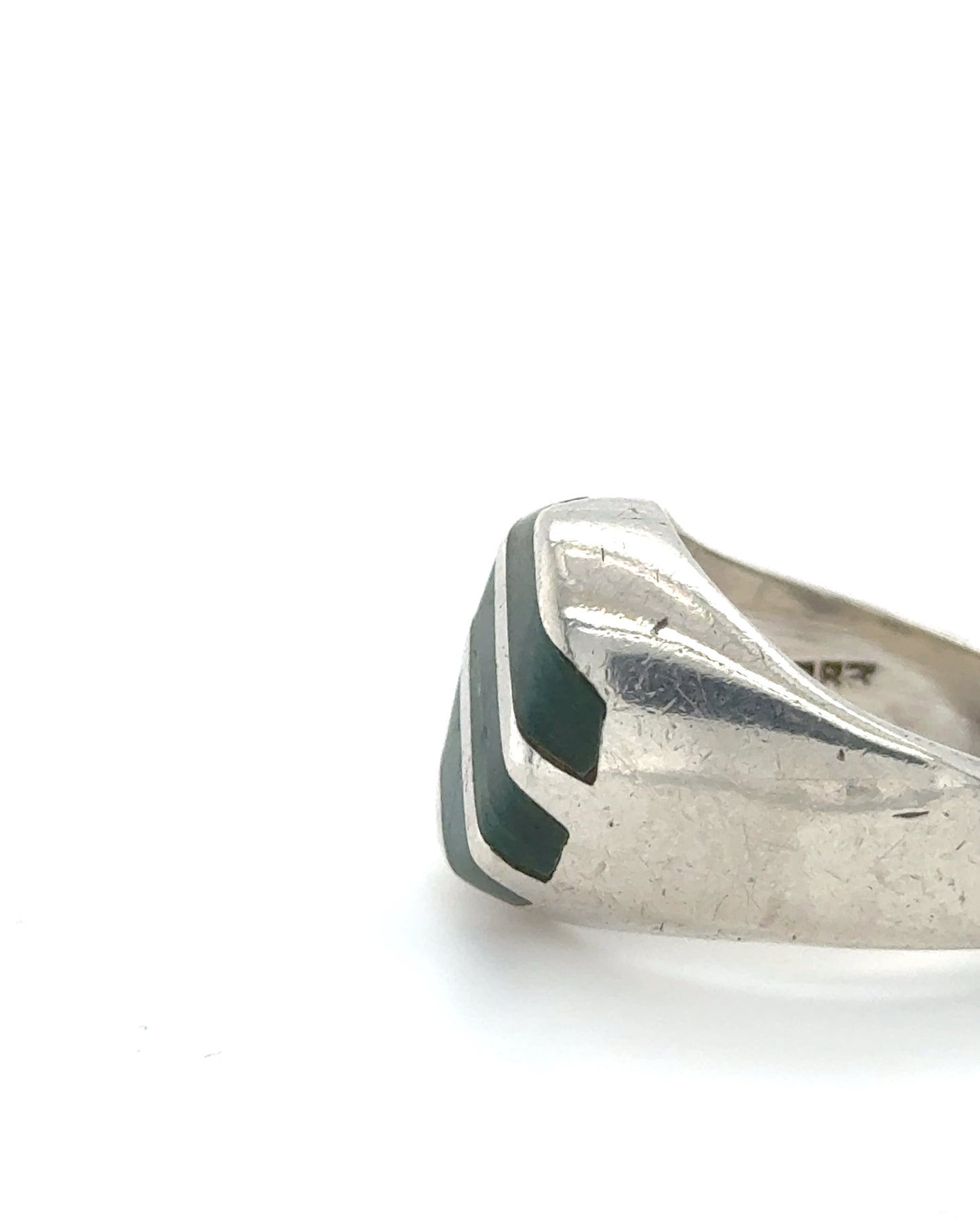 925 Sterling Silver Green Ring; Size 9; 15.9g