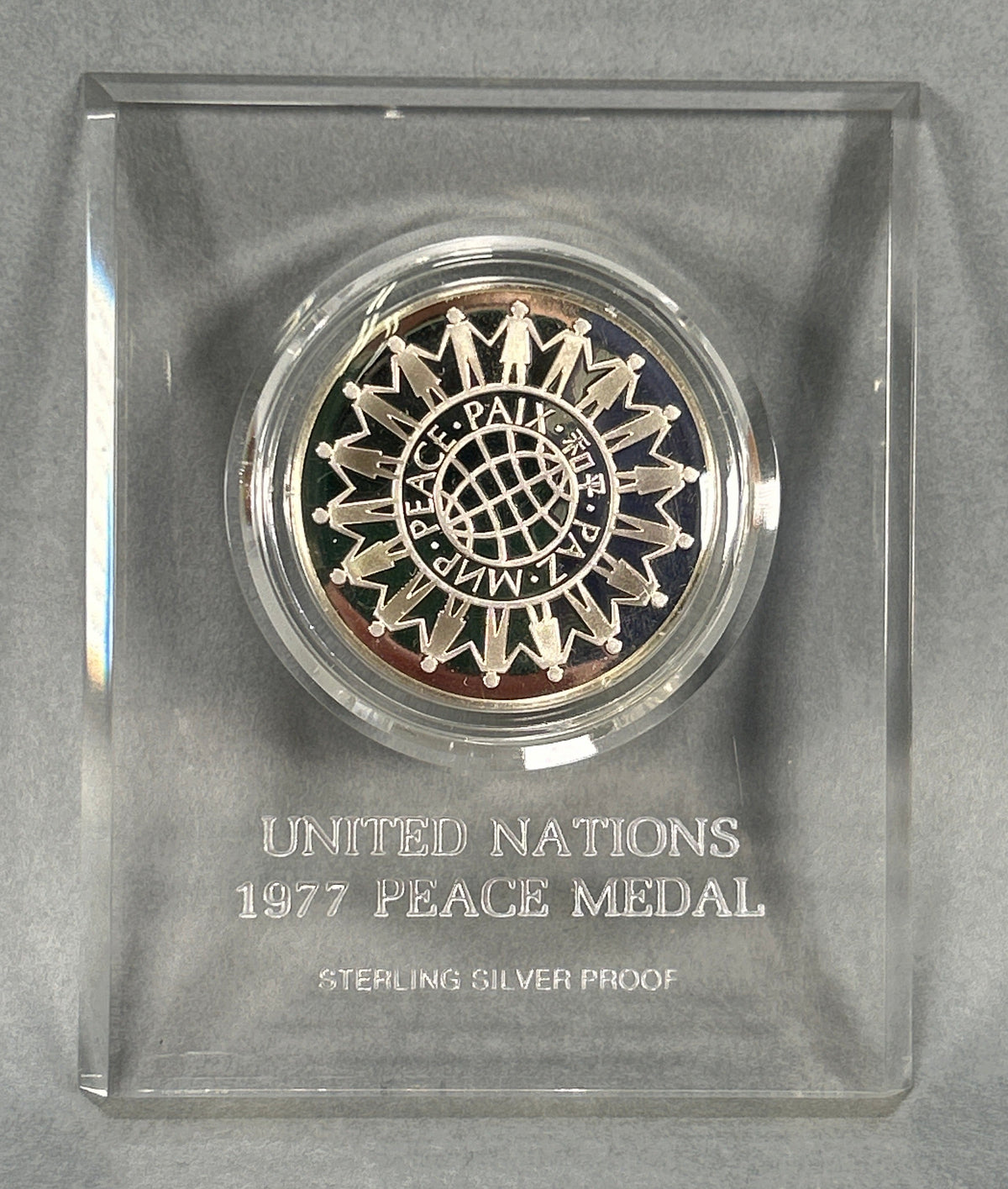 United Nations 1977 Peace Medal Sterling Silver Proof