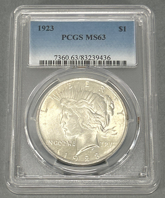 1923 Silver Peace Dollar PCGS MS63