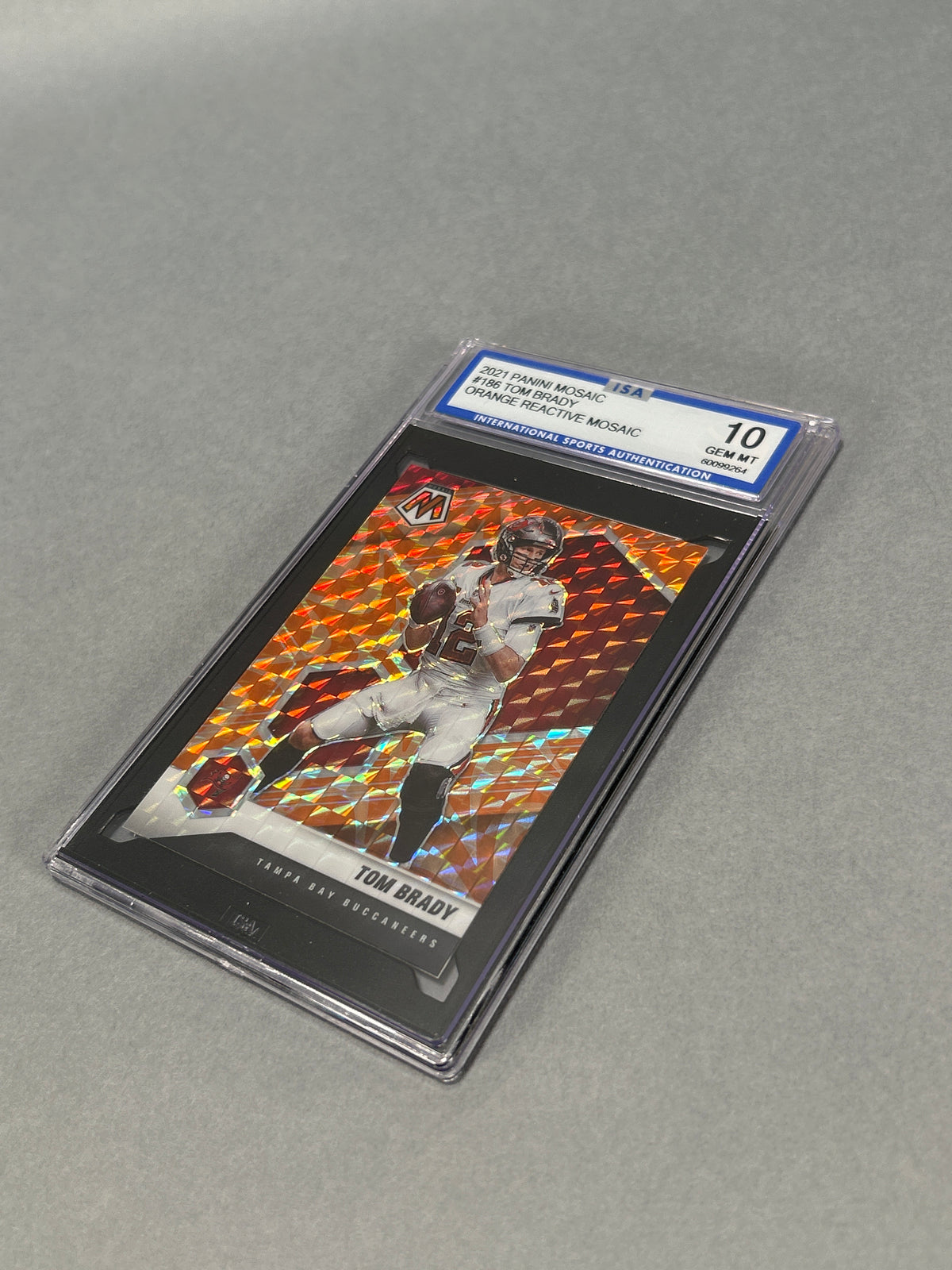2021 Panini Mosaic #186 Tom Brady Orange Reactive ISA 10