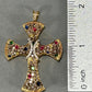 18K Yellow Gold Diamond Ruby & Sapphire Cross Pendant; 1.0 CTW; 12.3 g