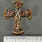 18K Yellow Gold Diamond Ruby & Sapphire Cross Pendant; 1.0 CTW; 12.3 g
