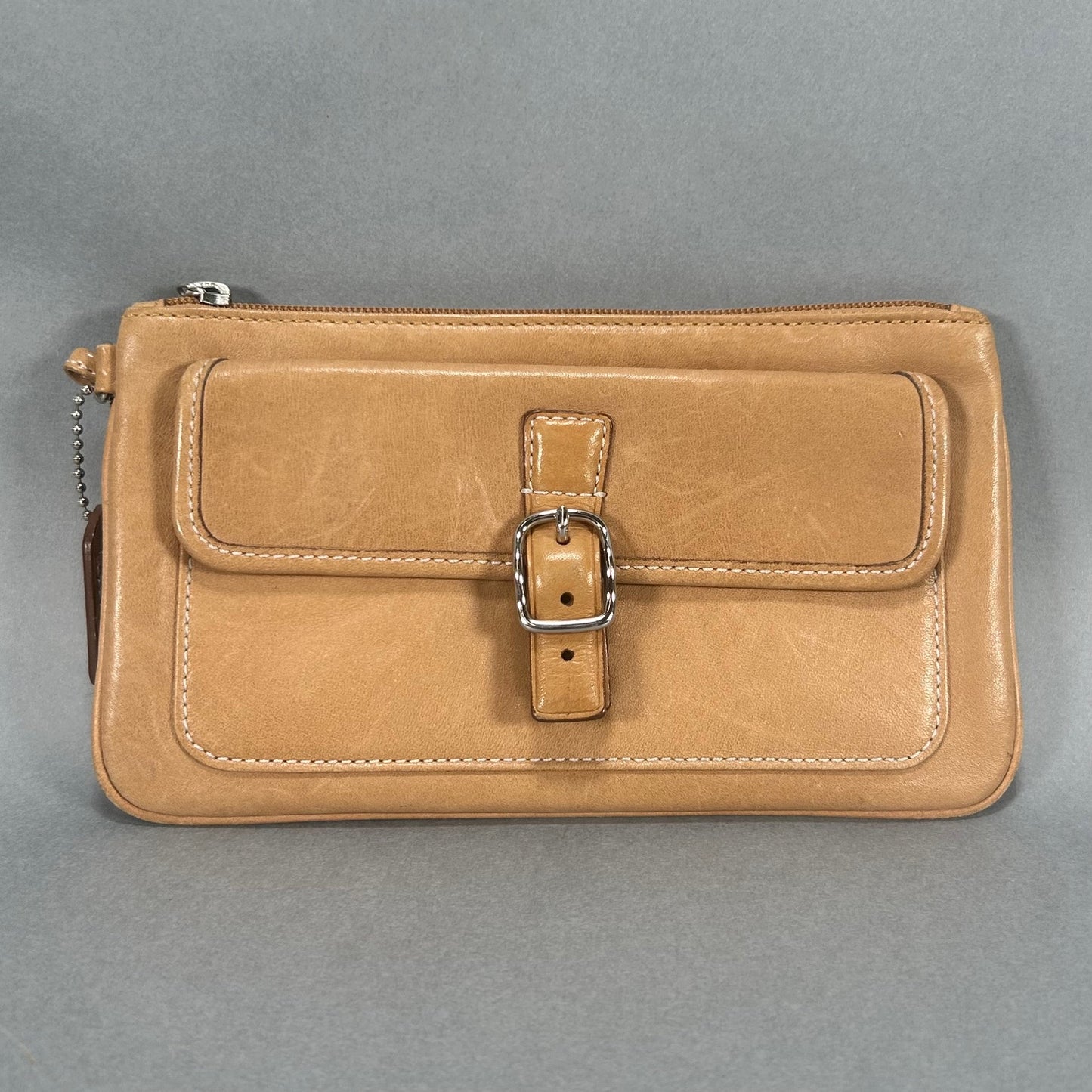 Brown Leather Coach Bleecker Wristlet Wallet