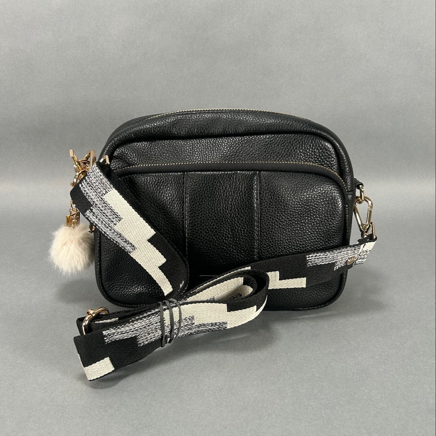 Black Pom Pom London Crossbody Bag
